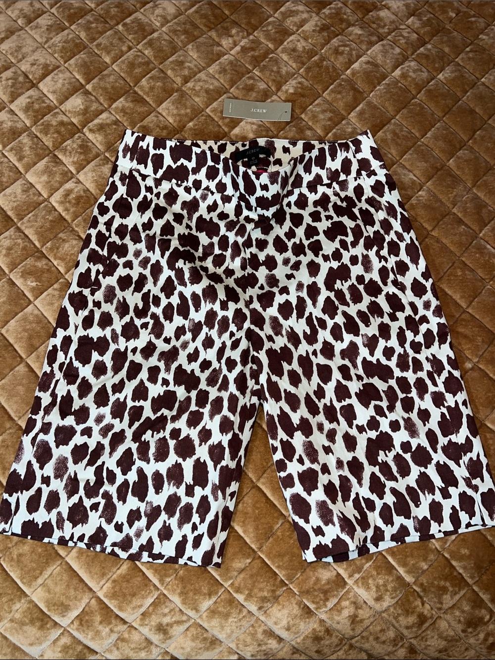 J. Crew Cream & Brown Leopard-Print Skirt